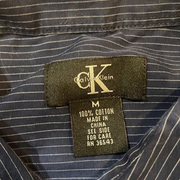 Calvin Klein blue striped dress shirt size medium button down - Picture 4 of 6